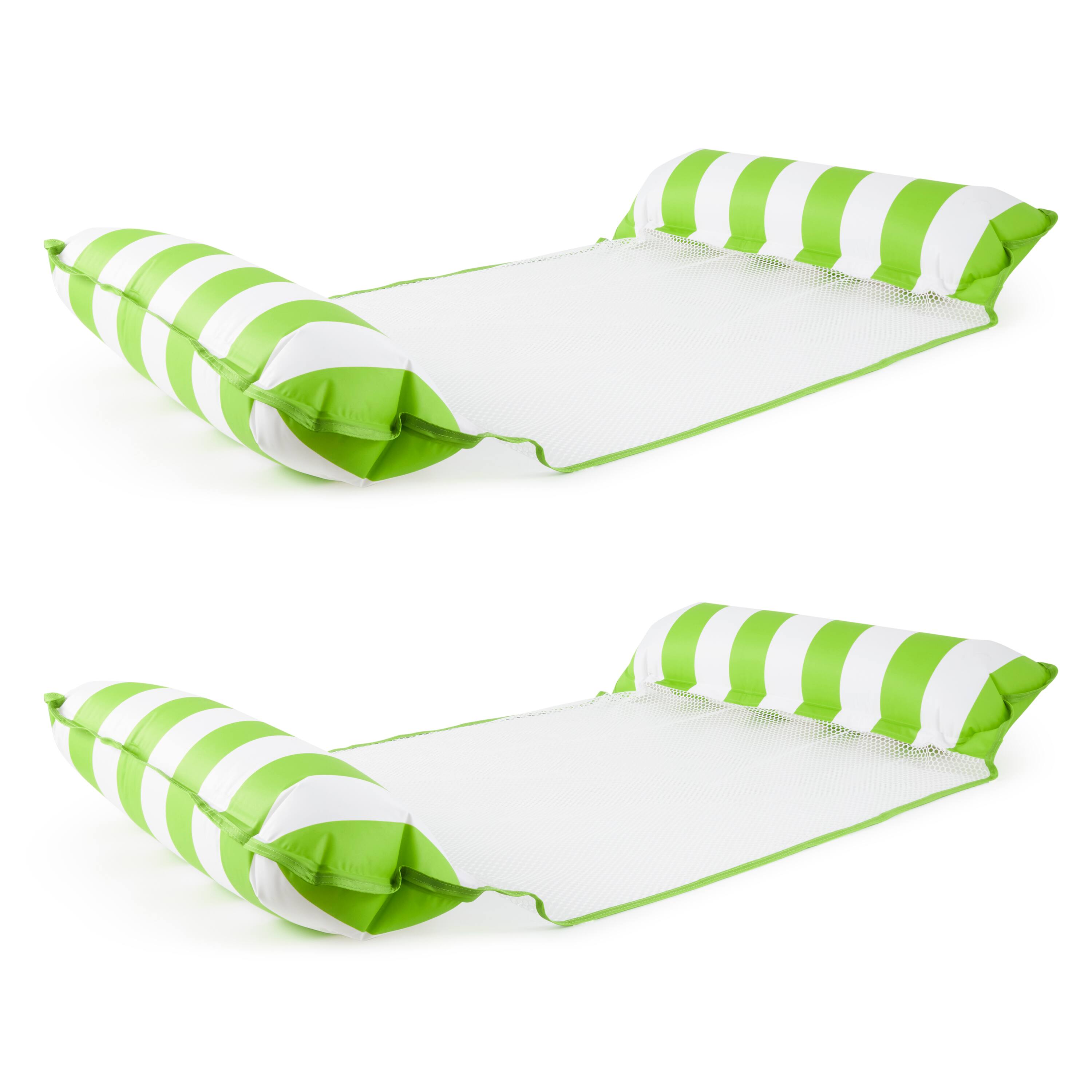 Front. Aqua - Aqua Monterey Water Inflatable 4-in-1 Pool Hammock Lounger, Lime Green (2 Pack) - Lime green/white.