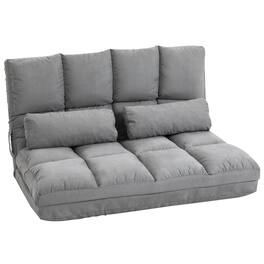 Homcom - Folding Floor Sofa Chair Bed w/ 2 Pillows, Adjustable Headrest (40.25") - Gray