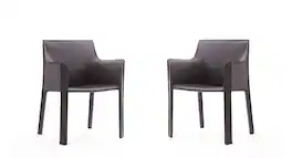 Manhattan Comfort - Vogue Modern Vegan Leather Dining Chair - Set of 2 - Gray