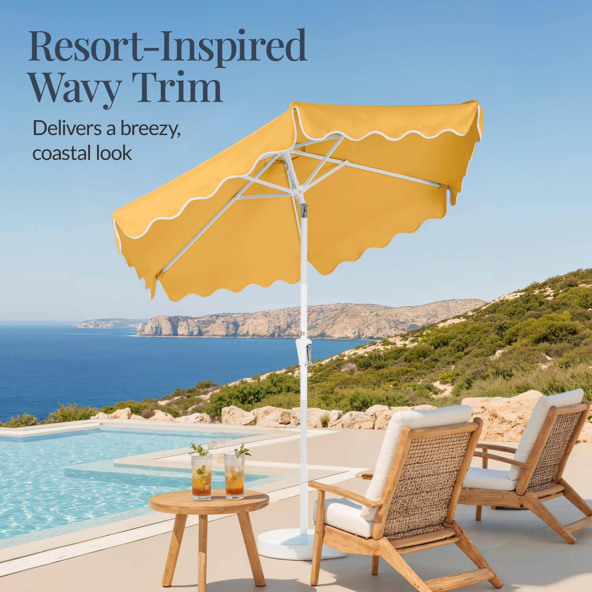 Resort-Inspired Wavy Trim  
Delivers a breezy, coastal look