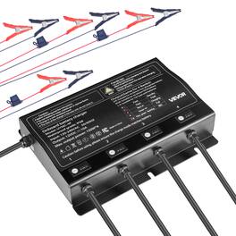 VEVOR - Marine Battery Charger, 4-Bank, 10A 12V Onboard Boat Charger, IP68 Waterproof Smart On-Board Battery Charger - Black