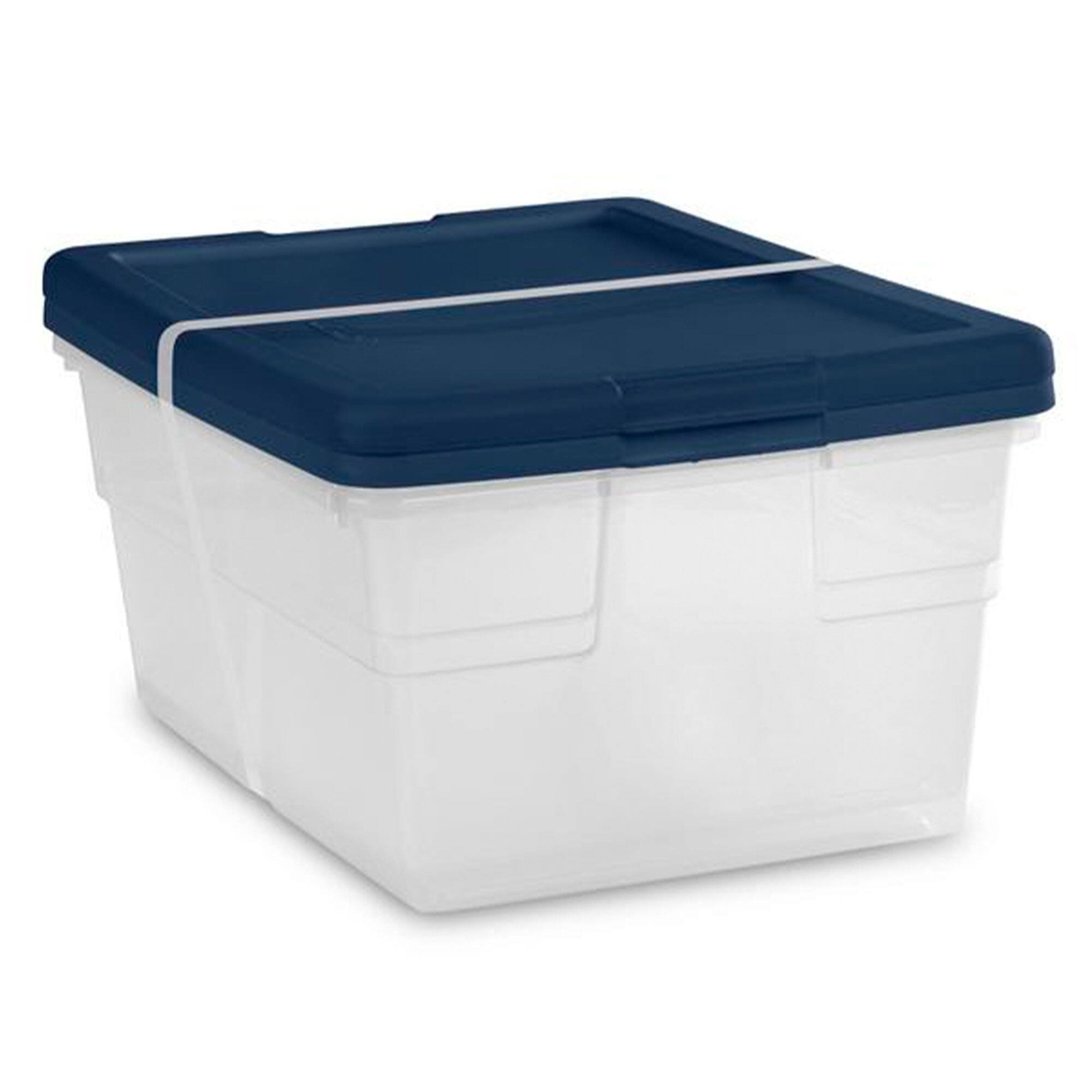 Alt View 5. Sterilite - Sterilite Stackable 16 Qt Storage Box Container, Clear, Marine Blue Lid, 2 Pack - Marine blue.