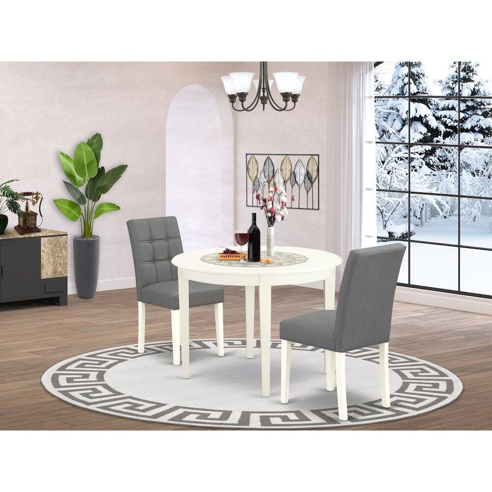 Alt View 7. East West Furniture - 3 Piece Dinner Table Set contain A Wooden Table - White.