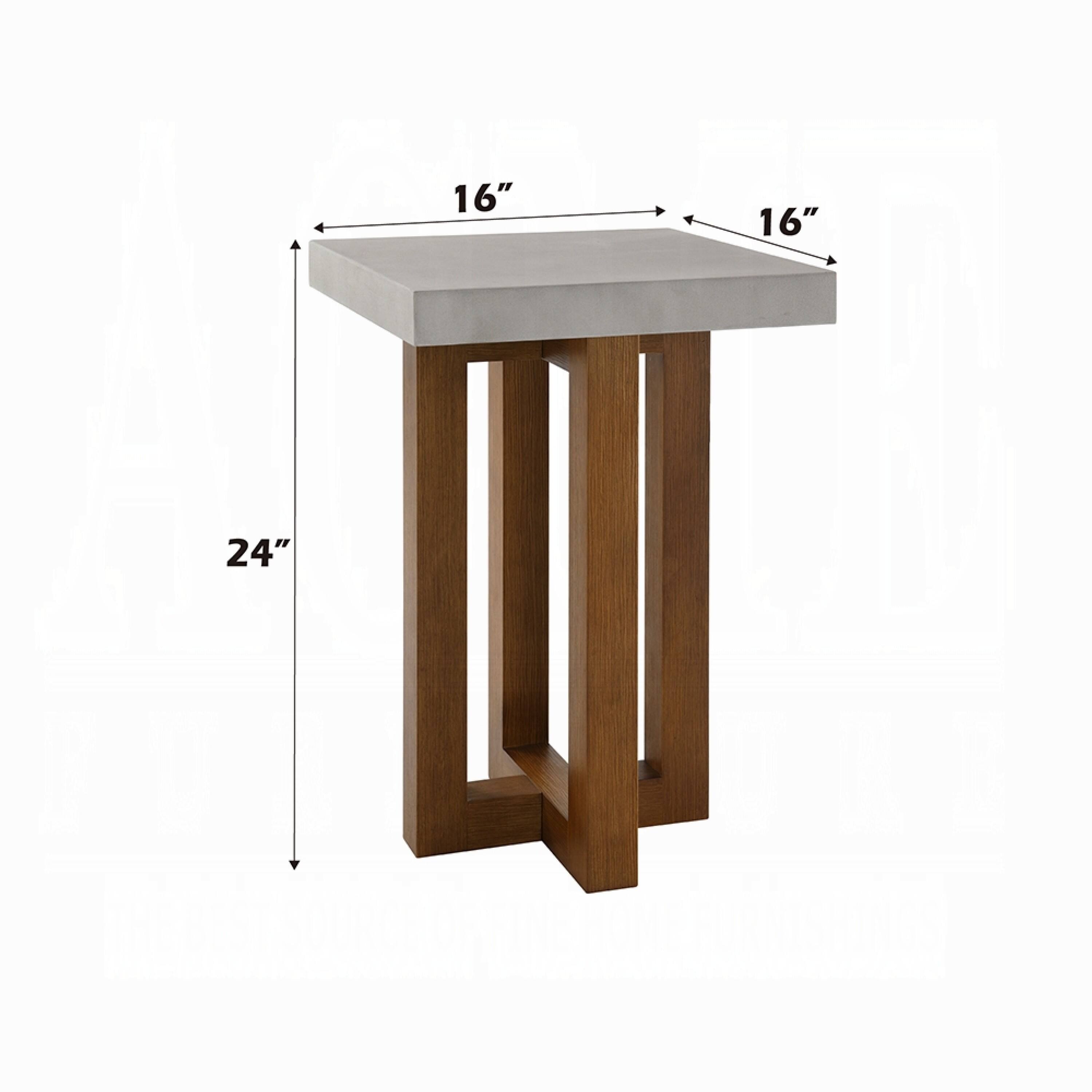 The dimensions of the table are:

- Width: 16 inches
- Depth: 16 inches
- Height: 24 inches