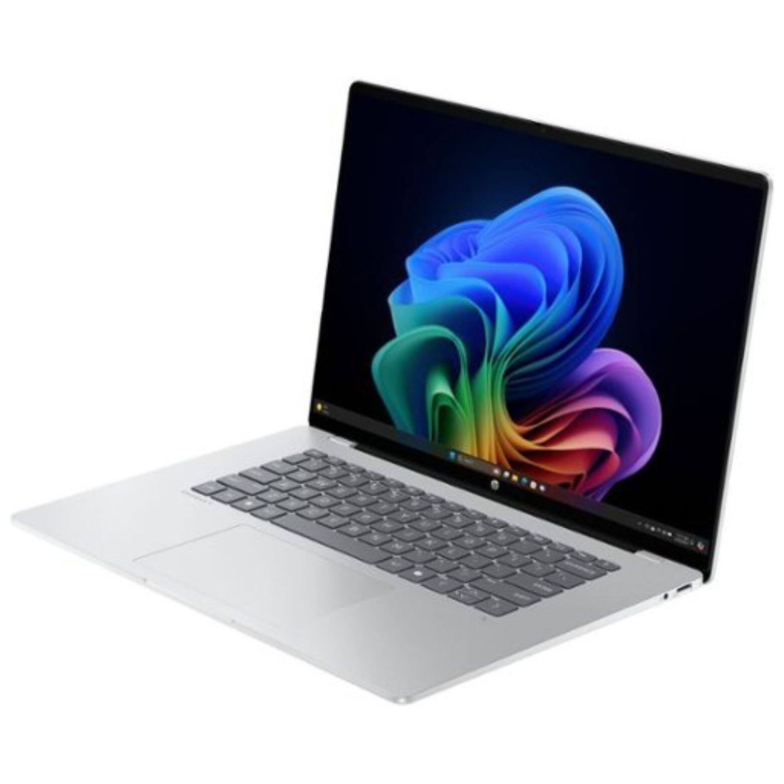 Alt View 3. HP - OmniBook 5 16-fb0135dx 16" OLED Touch Snapdragon X Plus X1P-42-100 up to 3.4 GHz 16GB RAM 1TB SSD Windows 11 Home - Silver.