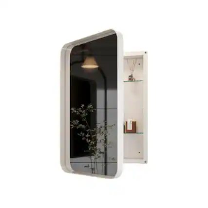 Front. SlickBlue - Wall-Mounted Medicine Cabinet with Mirror and Storage Shelves - White.