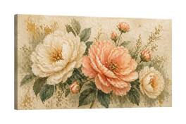 FC Design - Large Canvas 24x36" Floral Flower Art Painting Vintage Style Wall Décor - MultiColor