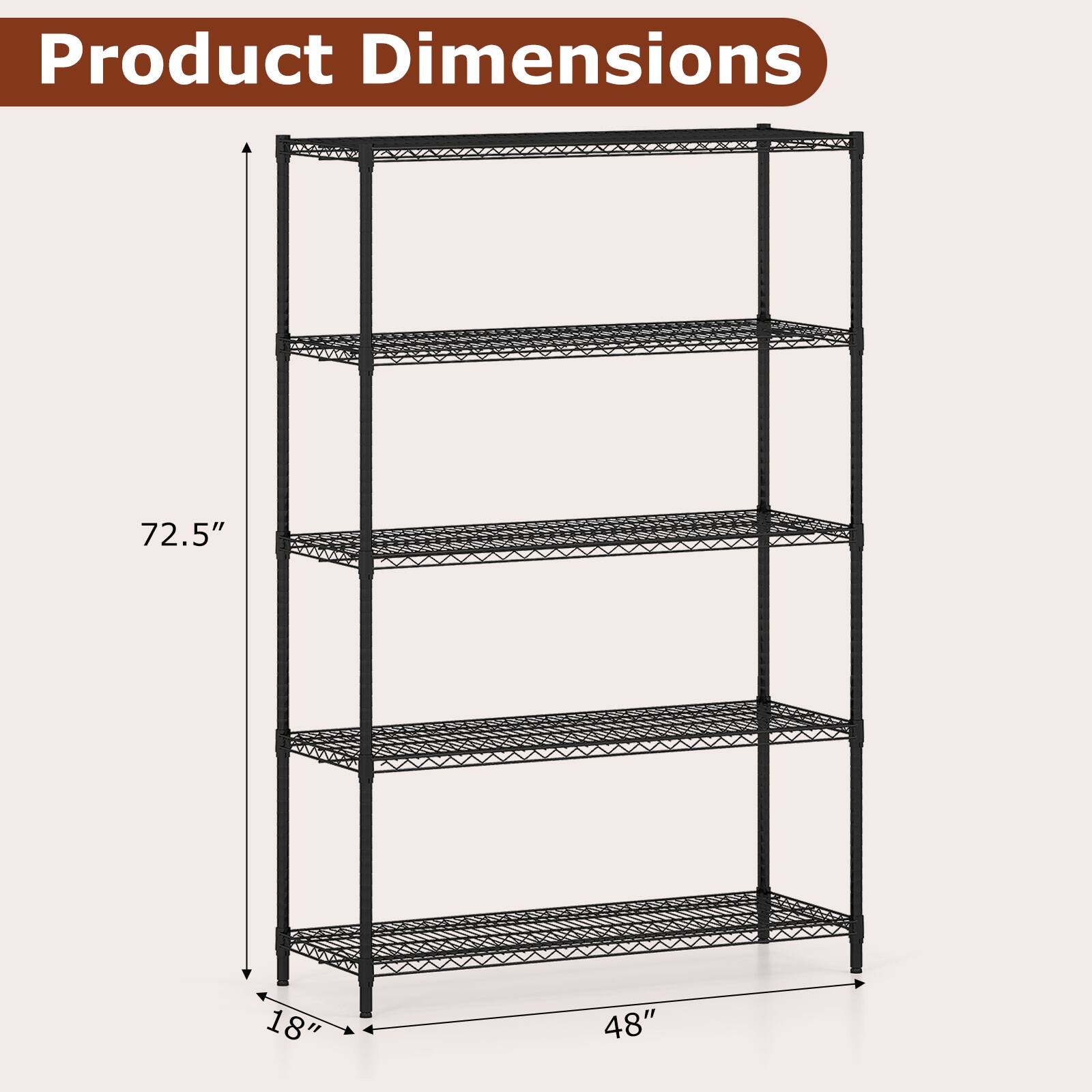 Product Dimensions: 72.5" x 48" x 18"