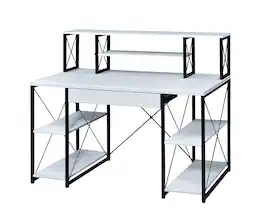 Forest'nSky - All Purpose Writing Desk, Finish Computer Table for Home Office, Study, or Bedroom, Modern Style - White