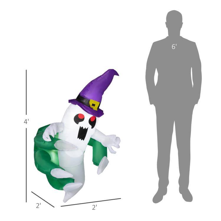 PULUZ 3.9ft Inflatable Halloween Window Sticker Ghost, Blow Up LED ...