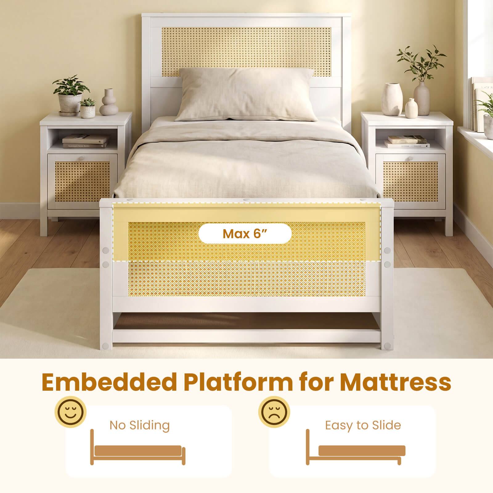 OvS Max 6" Embedded Platform for Mattress  
No Sliding  
Easy to Slide