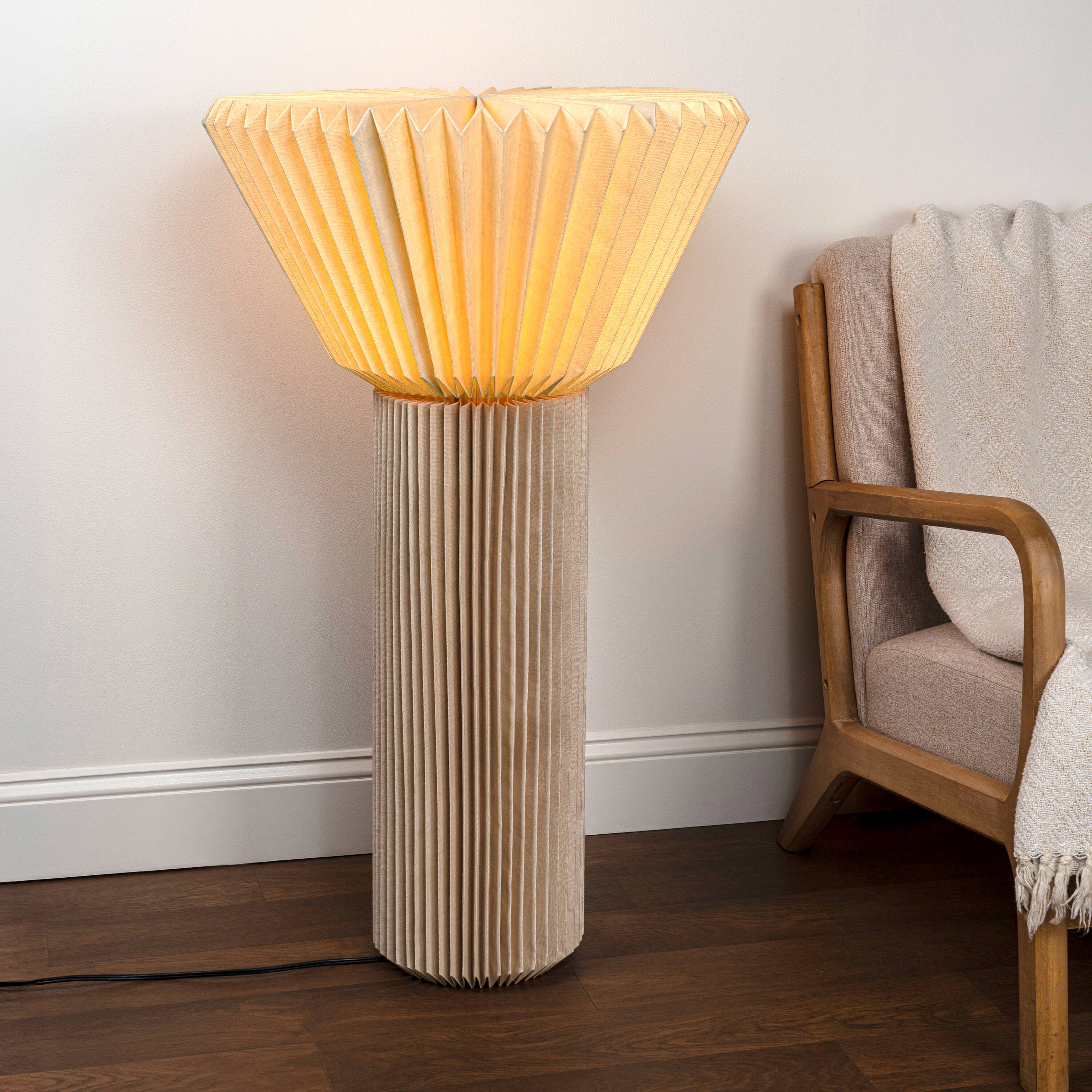 Alt View 1. Jonathan Y - Archer 37" Modern Minimalist Pleated Shade Floor Lamp, Natural - Natural.