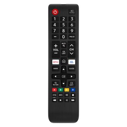 SOURCE 1 2 3 4 5 6 7 8 9 0 PRE-CH + VOL - MUTE A CH LIST CH NETFLIX prm video www GUIDE + RETURN EXIT A B C D SETTINGS INFO cc H4 I