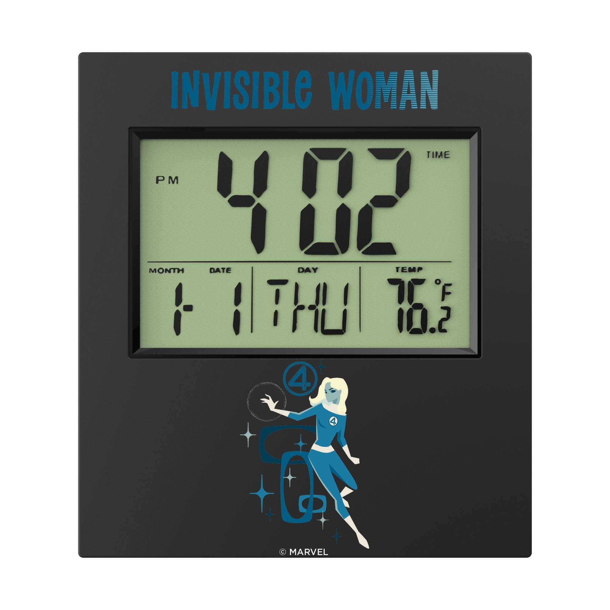 INVISIBLE WOMAN

TIME PM 4:02

MONTH 1 DATE 1 DAY THU TEMP 76.2°F

MARVEL