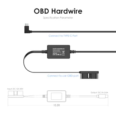 Rexing Dash Cam Hardwire Kit with OBD Interface, Smart 24/7 Rexing Dash Cam Hardwire Kit with OBD Interface, Smart 24/7