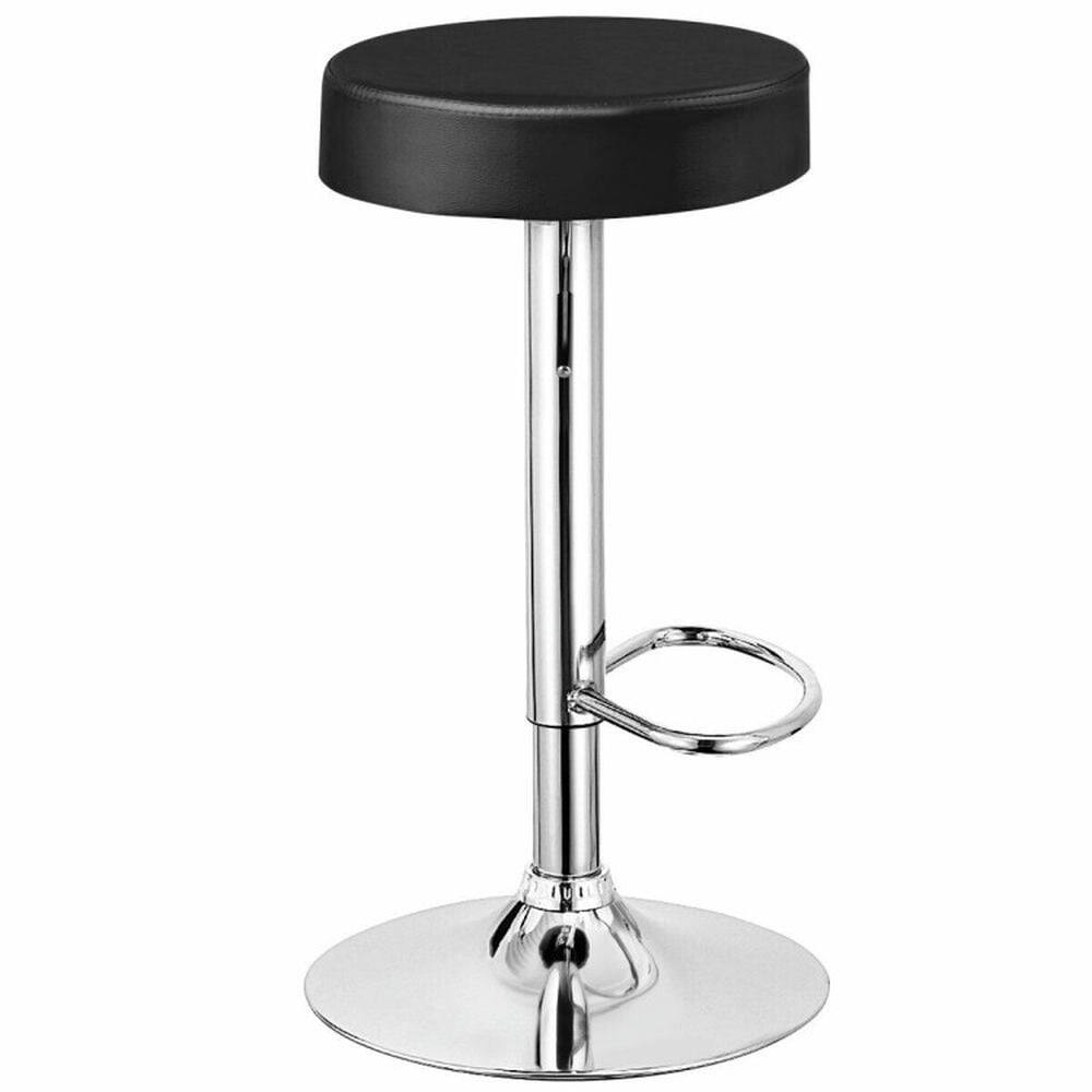 Back. Kadyn - 2-Pc Set Adjustable Swivel Round Bar Stool Pub Chairs-Black, for Kitchen Island - Black.
