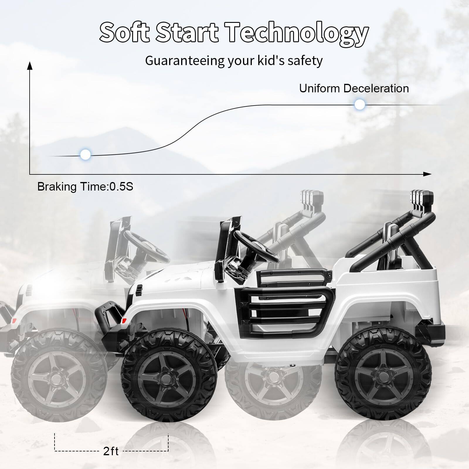 Soft Start Technology  
Guaranteeing your kid's safety  
Uniform Deceleration  
Braking Time: 0.5S  
2ft