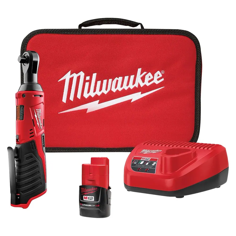 Milwaukee - 2457-21 3/8-in Cordless M12 Lithium-Ion Ratchet Kit (Ratchet Kit w/Tool Bag)