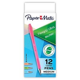 Paper Mate - FlexGrip Ultra Retractable Ballpoint Pen, Medium Point, 1.0mm, Dozen - Black Ink