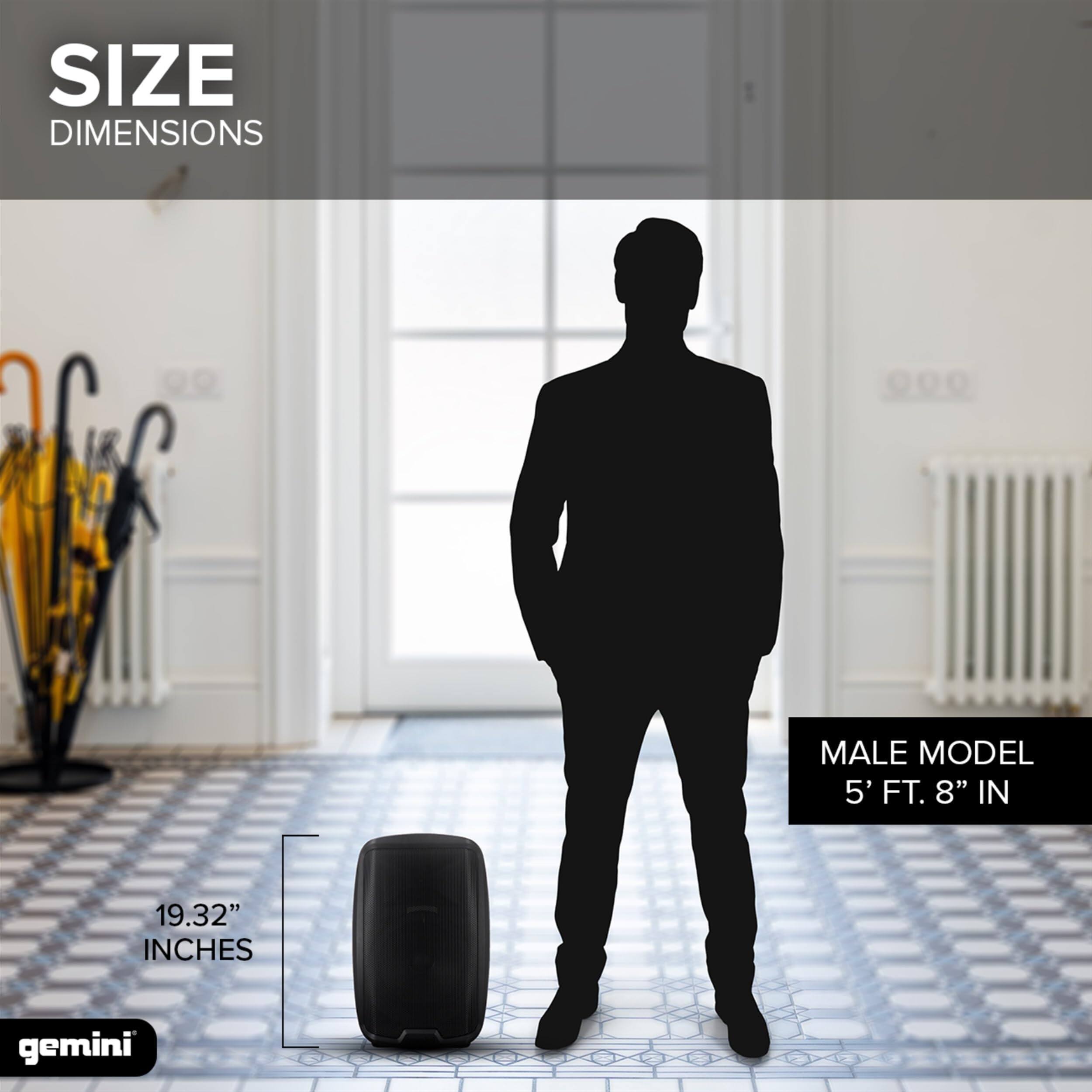 SIZE DIMENSIONS  
MALE MODEL 5' FT. 8" IN  
19.32" INCHES  
gemini