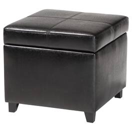 Baxton Studio - Full Leather Storage Cube Ottoman - Black