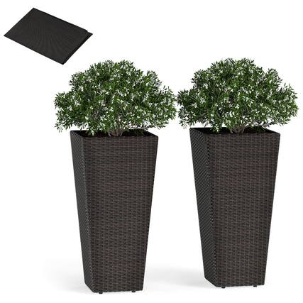Front. Costway - Costway 30" Tall Flower Pot Set of 2 Planter Pots with Open-ended Base & Non-woven Soil Bag - Black.