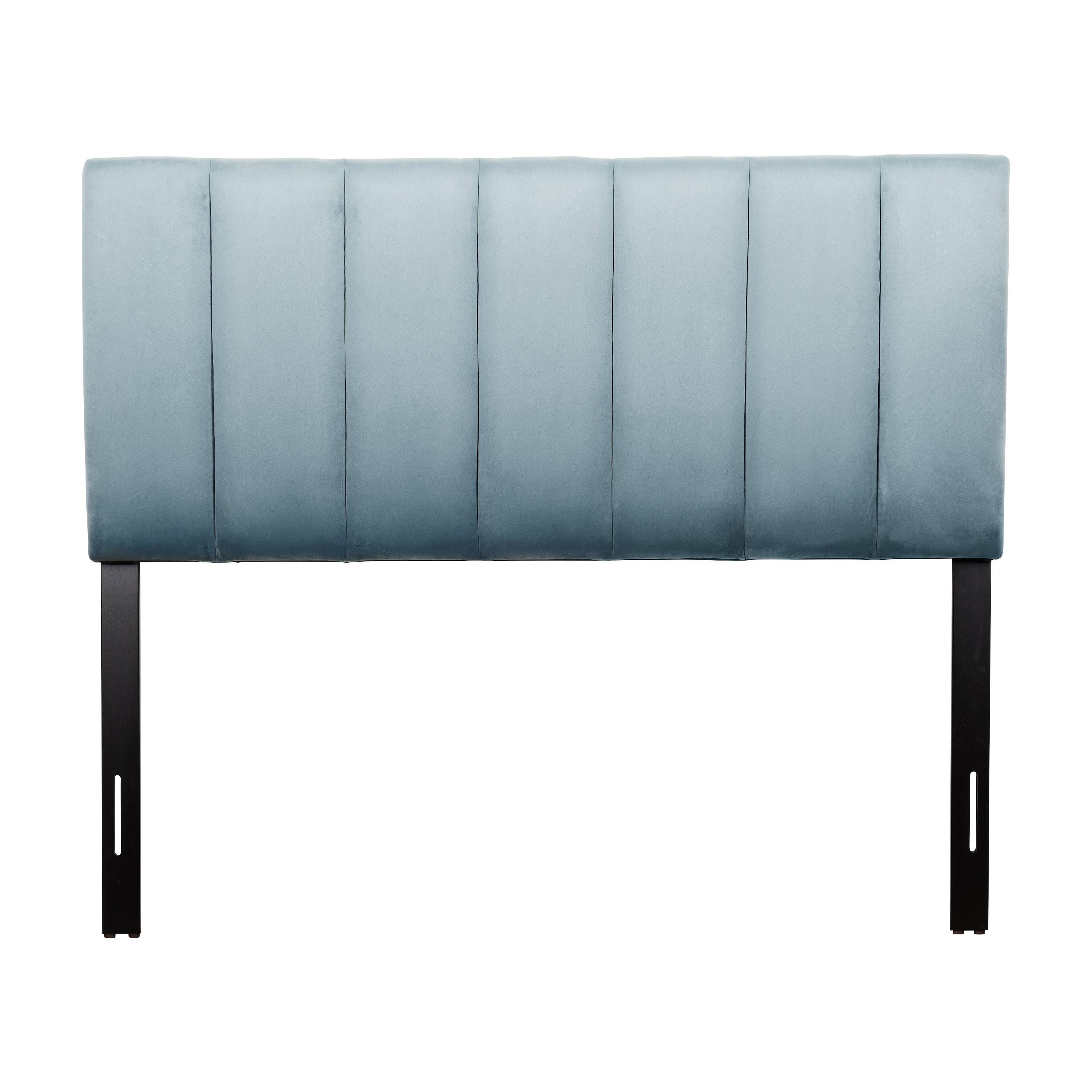 Front. CorLiving - Helena Channel Tufted Velvet Full/Double Headboard - Light Blue.