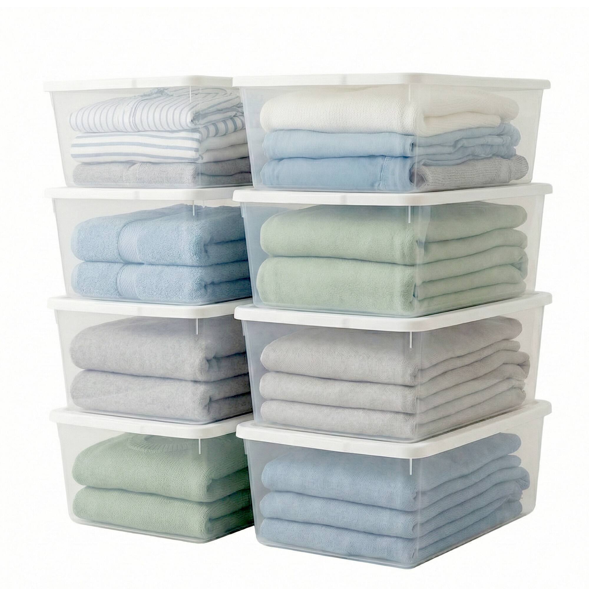 Front. Homz - Homz 12 Qt Snaplock Clear Plastic Storage Container Bin with Secure Lid (8 Pack) - Clear/White.