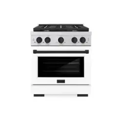 ZLINE - Autograph 30" Paramount Gas Range with 4 Burners and Black Accents (SGRZ-WM-30-MB) - White - Front_Zoom