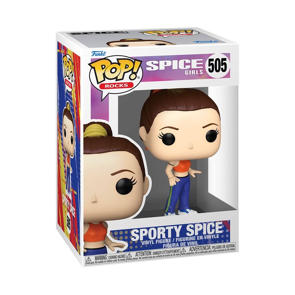 Rp SIR Funko M POP! SPICE 505 GIRLS BSOS ROCKS  SPORTY SPICE FIGURINE EN VINYLE FIGURE / VINYL DE VINIL FIGURA PELIGRO DE ASFIIA ADVERTENCIA: stes matora - x meses ATTENTION: DANGER D'ETOUFFEMENT mos Partes pequelas to a adecuado p0 A 9 - a  WARNING: CHOKING HAZARD canvient -6 - eontarts pices to uder 3 nots Pettites NE sitee  - Smal