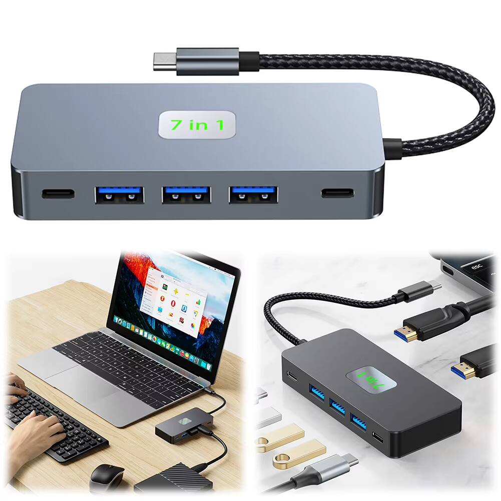 Alt View 3. Luckbyte - 7-in-1 USB-C Docking Station with Dual 4K HDMI, 100W Power Delivery, 3 USB 3.0 Ports & USB-C Data, Multiport Hub.