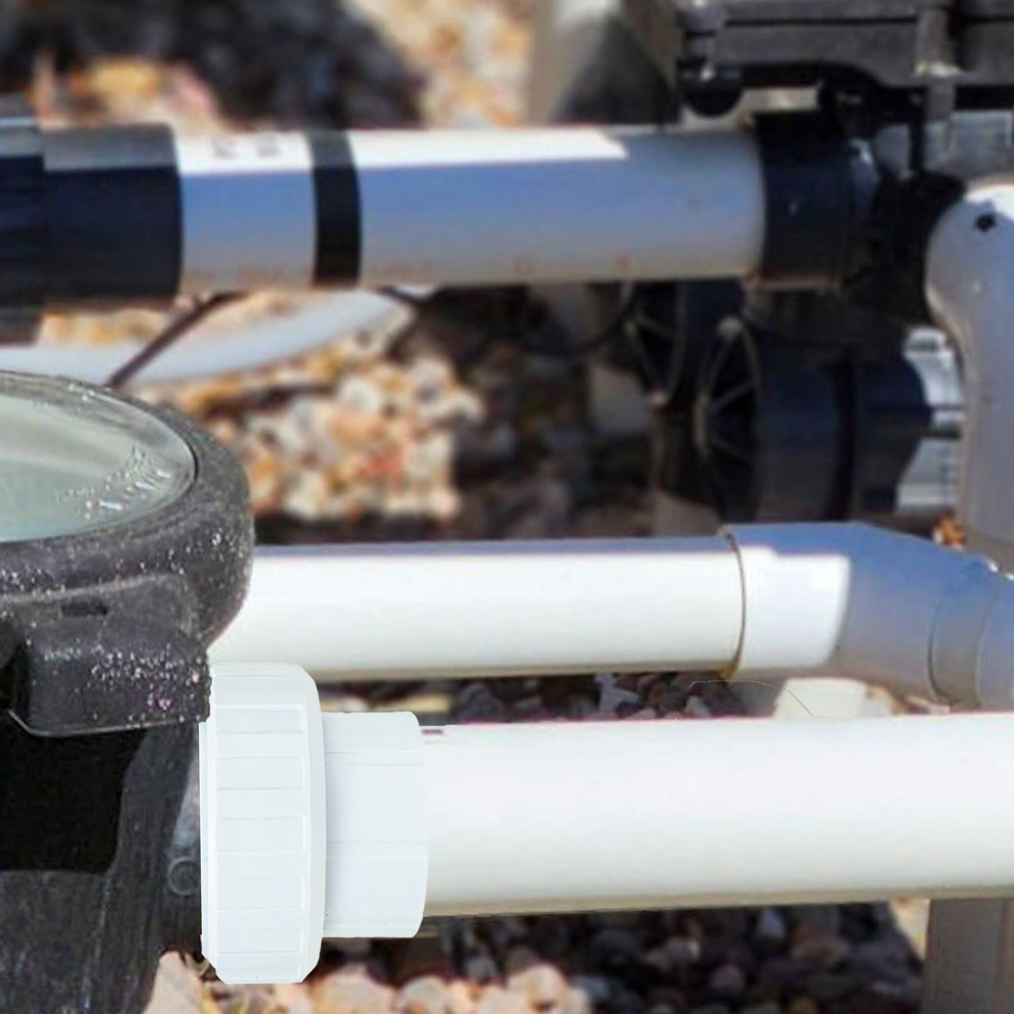 Alt View 3. Swim Central - 3.75" White HydroTools Swimming Pool Standard ABS Female Socket and Male Threaded Union - White.