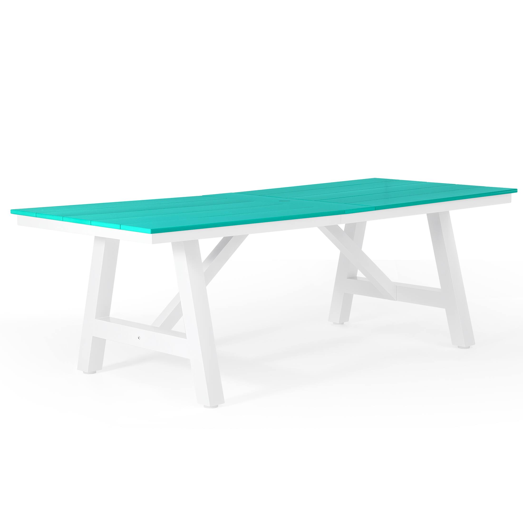 Back. WestinTrends - WestinTrends Cape May 7-Piece HDPE Outdoor Furniture Patio Dining Table With Umbrella Hole and Chairs Set For 6 - Turquoise.