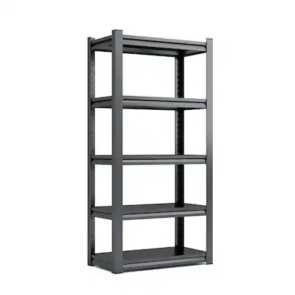 Front. Boyel Living - 5-Tier Heavy Duty Metal Garage Shelving, 2000LBS Capacity Storage Shelves, 35.4"W x 15.7"D x 72"H, Black - Black.