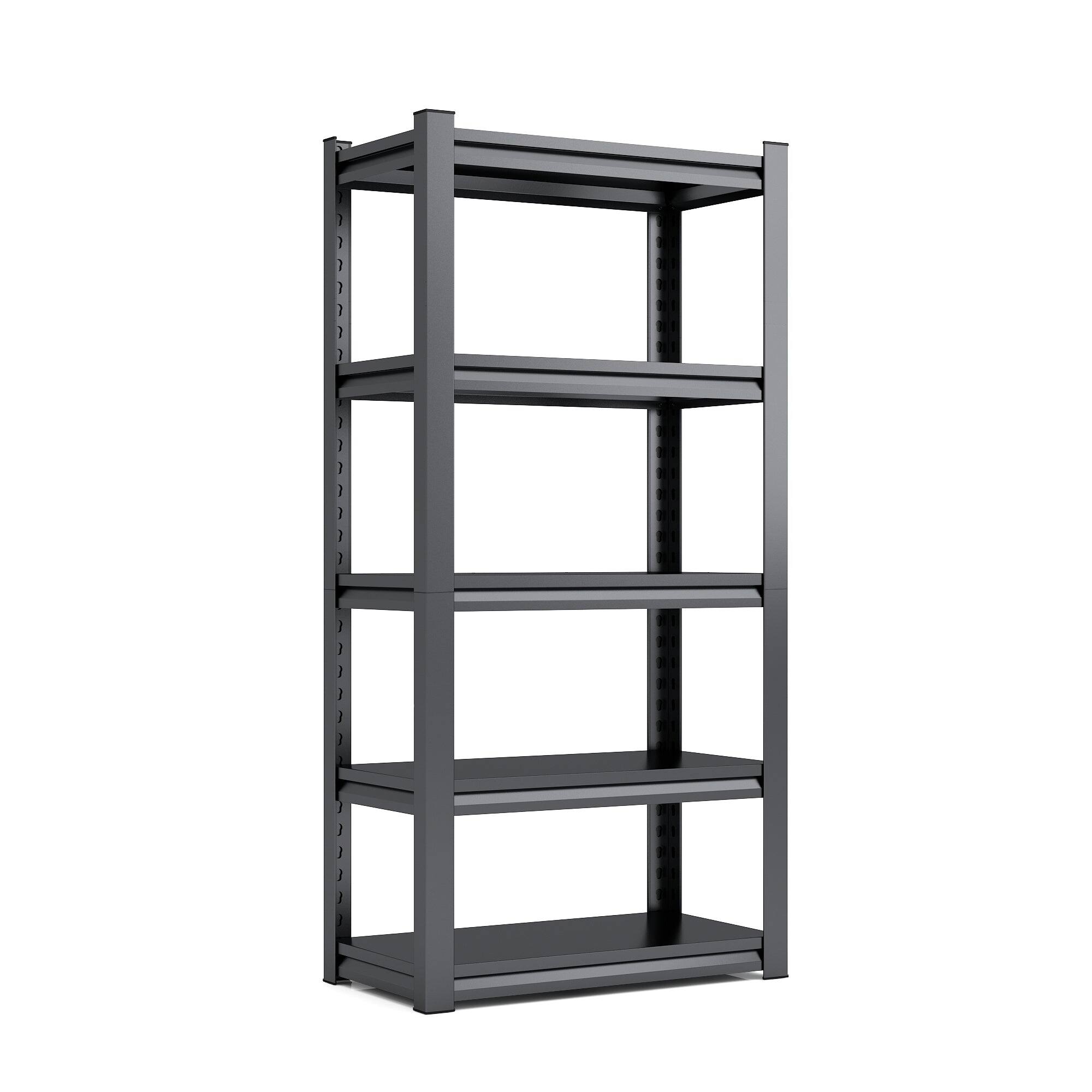Front. Boyel Living - 5-Tier Heavy Duty Metal Garage Shelving, 2000LBS Capacity Storage Shelves, 35.4"W x 15.7"D x 72"H, Black - Black.