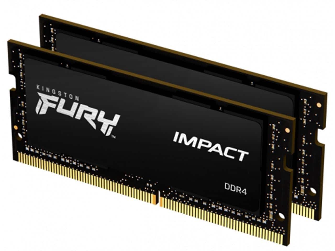 Kingston - FURY Impact 32GB (2 x 16GB) 262-Pin DDR5 SO-DIMM DDR5 6400 (PC5 51200) Laptop Memory Model KF564S38IBK2-32