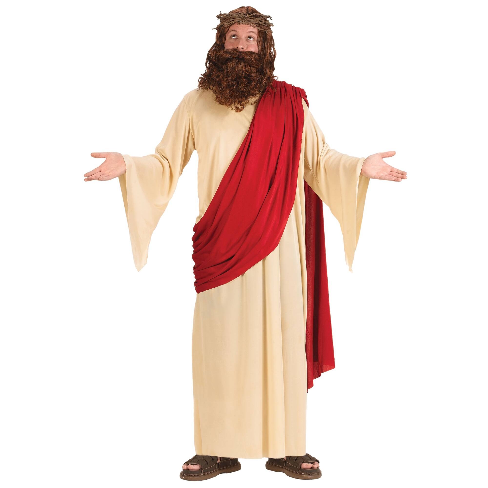 Alt View 1. Fun World - Beige and Red Men's Jesus Adult Christmas Costume - Beige.
