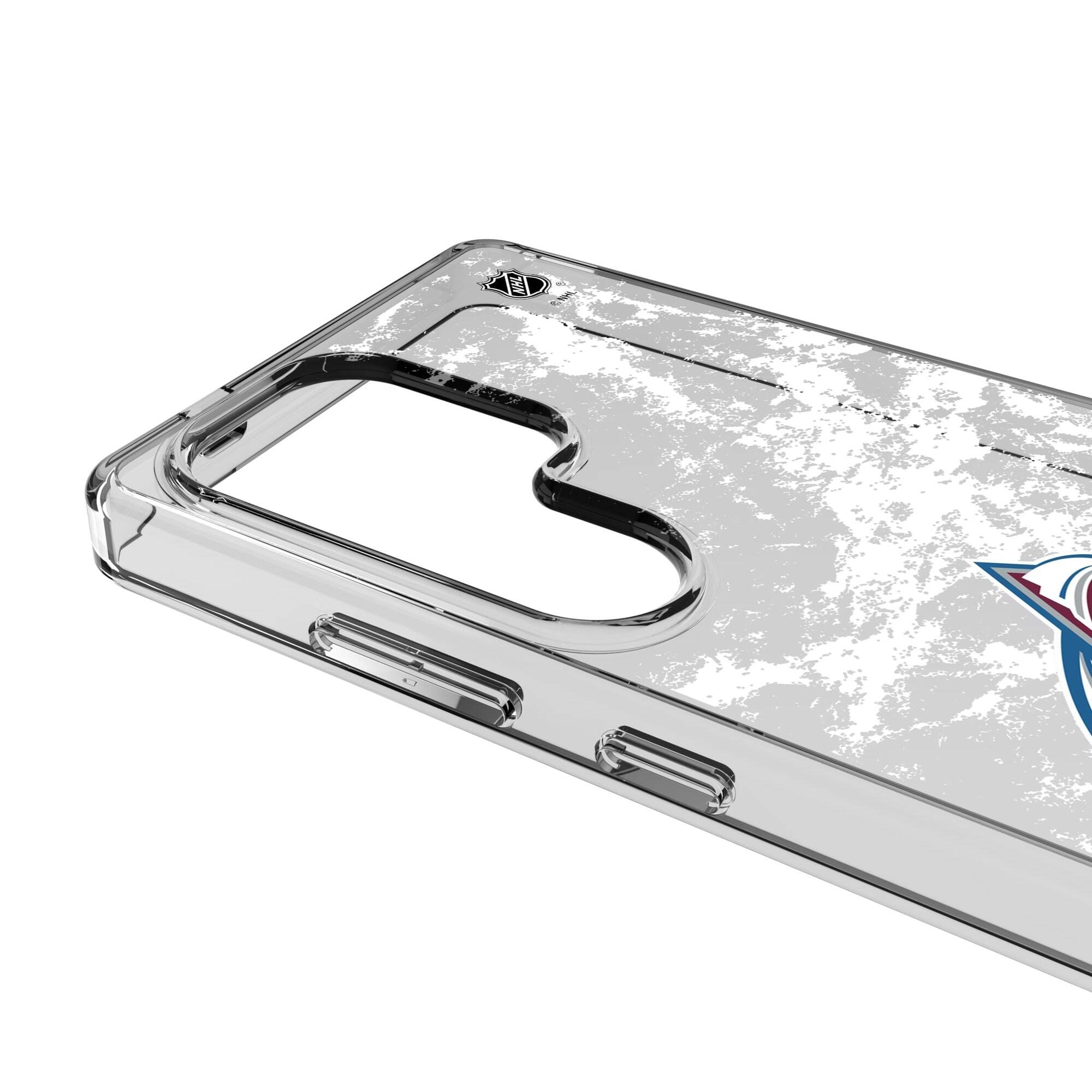 Alt View 2. Keyscaper - Colorado Avalanche Galaxy Stripe Clear Ice Case - S25 Ultra - Multicolor.