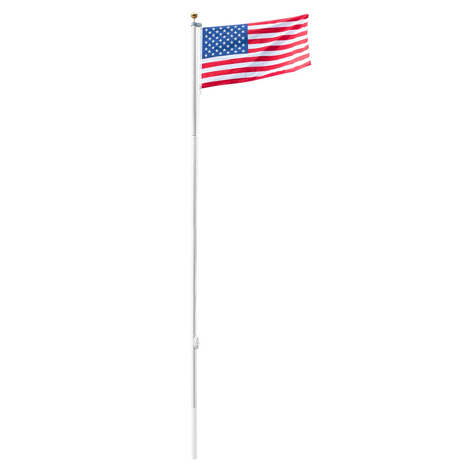 Alt View 5. VEVOR - Flag Pole, 25ft Heavy Duty Sectional Flagpole Kit for Outside House In Ground, Extra Thick Outdoor Aluminum Flagpole Kit - Silver.