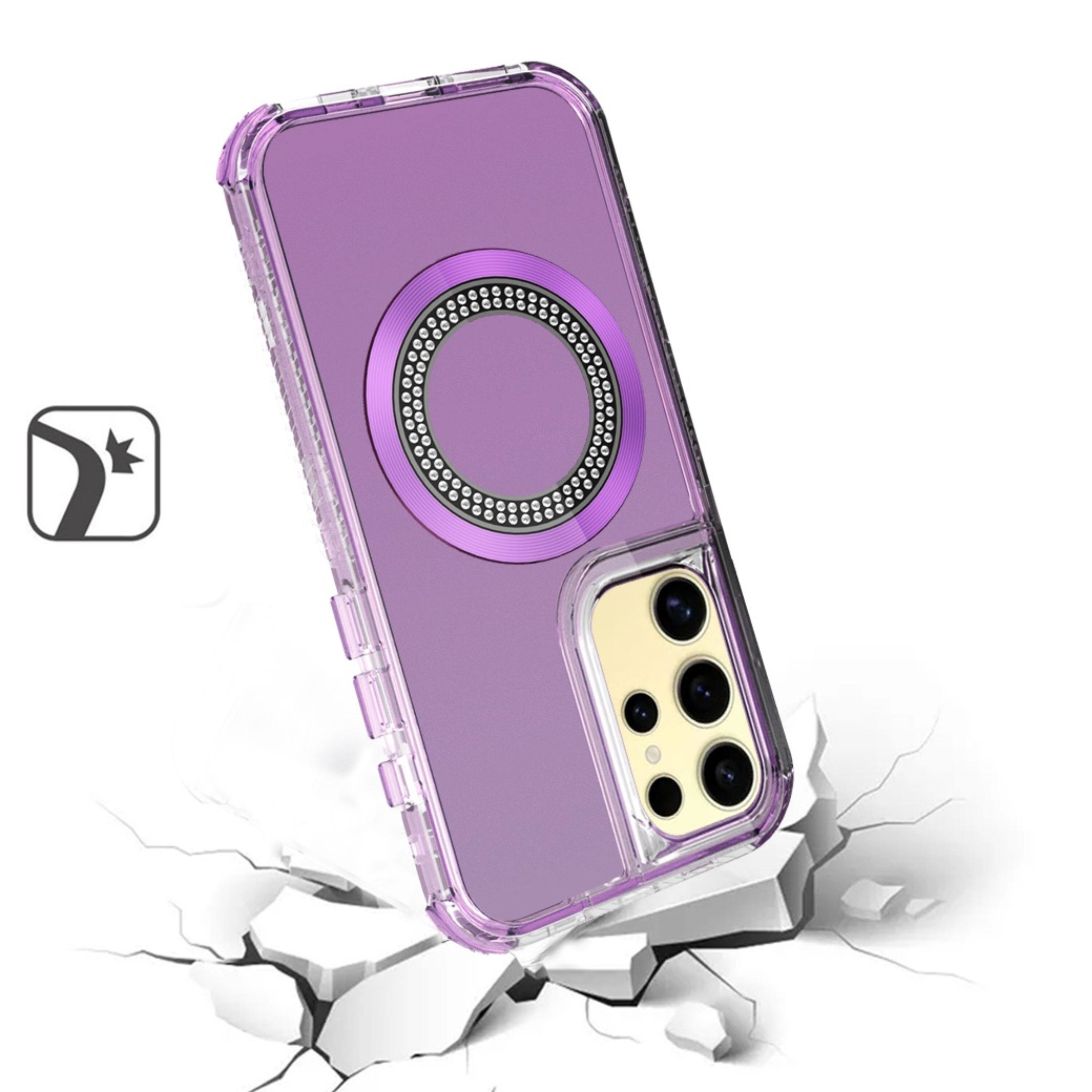 Left. Kitcheniva - Hybrid Magnetic Charging Circle Phone Case For Samsung Galaxy S24+ Plus Purple - Purple.
