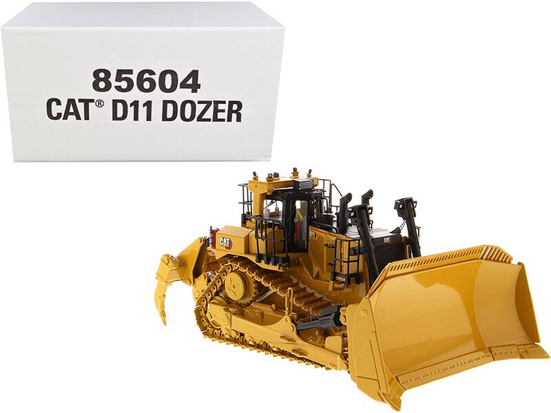 Diecast Masters - CAT Caterpillar D11 Fusion Track-Type Tractor Dozer with Operator "High Line" Series 1/50 Diecast - Yellow and Black