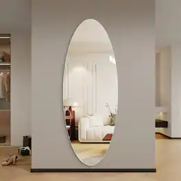 Boyel Living - 65 by 24 Inch Full Length Wall Mirror Oval Design 5mm Copper Free Silver Glass