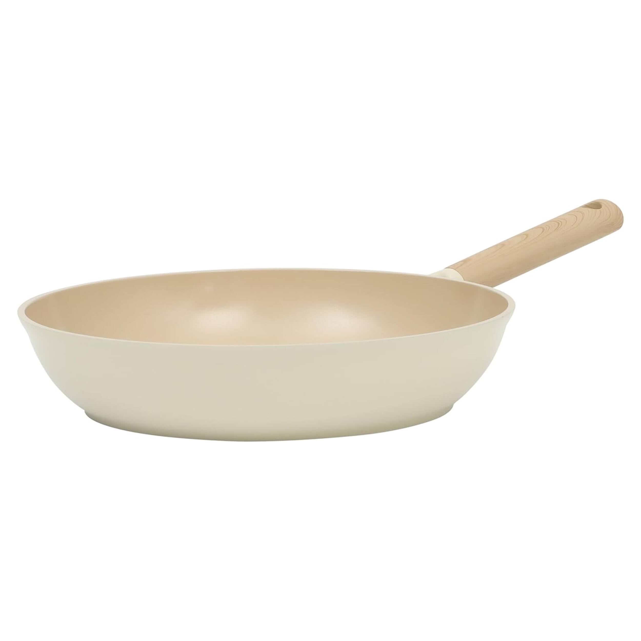 Front. Gibson - Gibson Elite Folkstone 12 Inch Ceramic Nonstick Cast Aluminum Frypan in Beige - Beige.