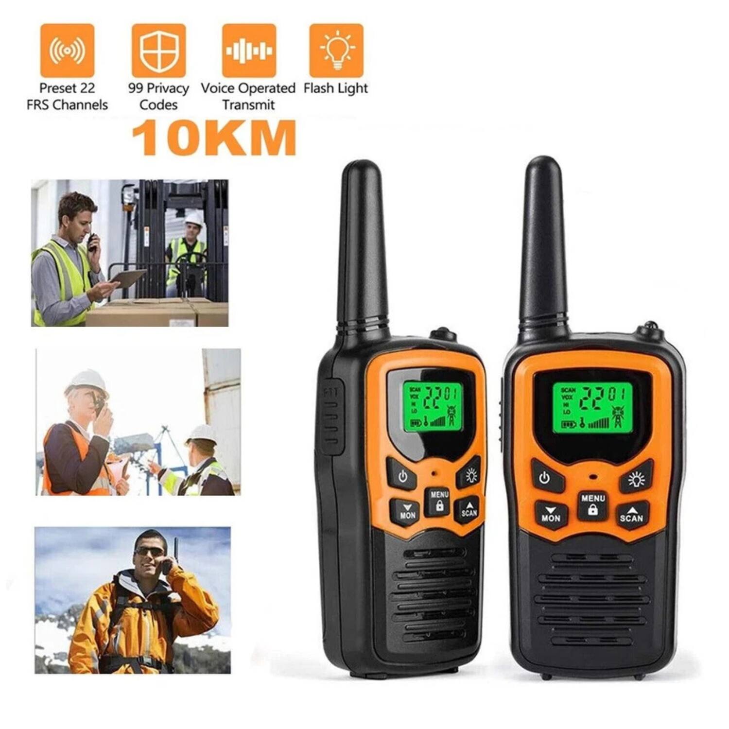 Preset 22 FRS Channels  
99 Privacy Codes  
Voice Operated Transmit  
Flash Light  
10KM  

2201  
MON SCAN  
MENU  

2201  
MON SCAN  
MENU