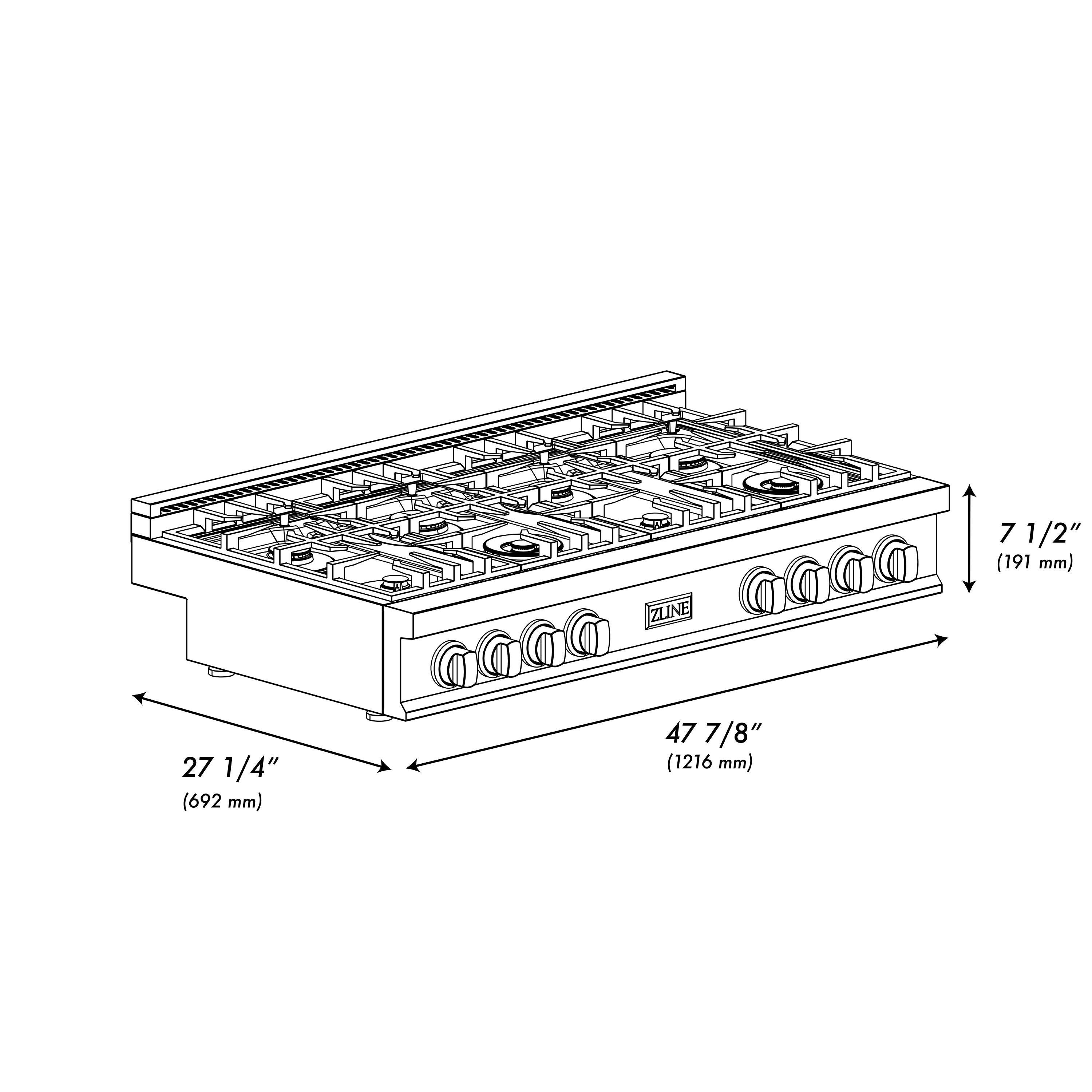 27 1/4" (692 mm)
47 7/8" (1216 mm)
7 1/2" (191 mm)
