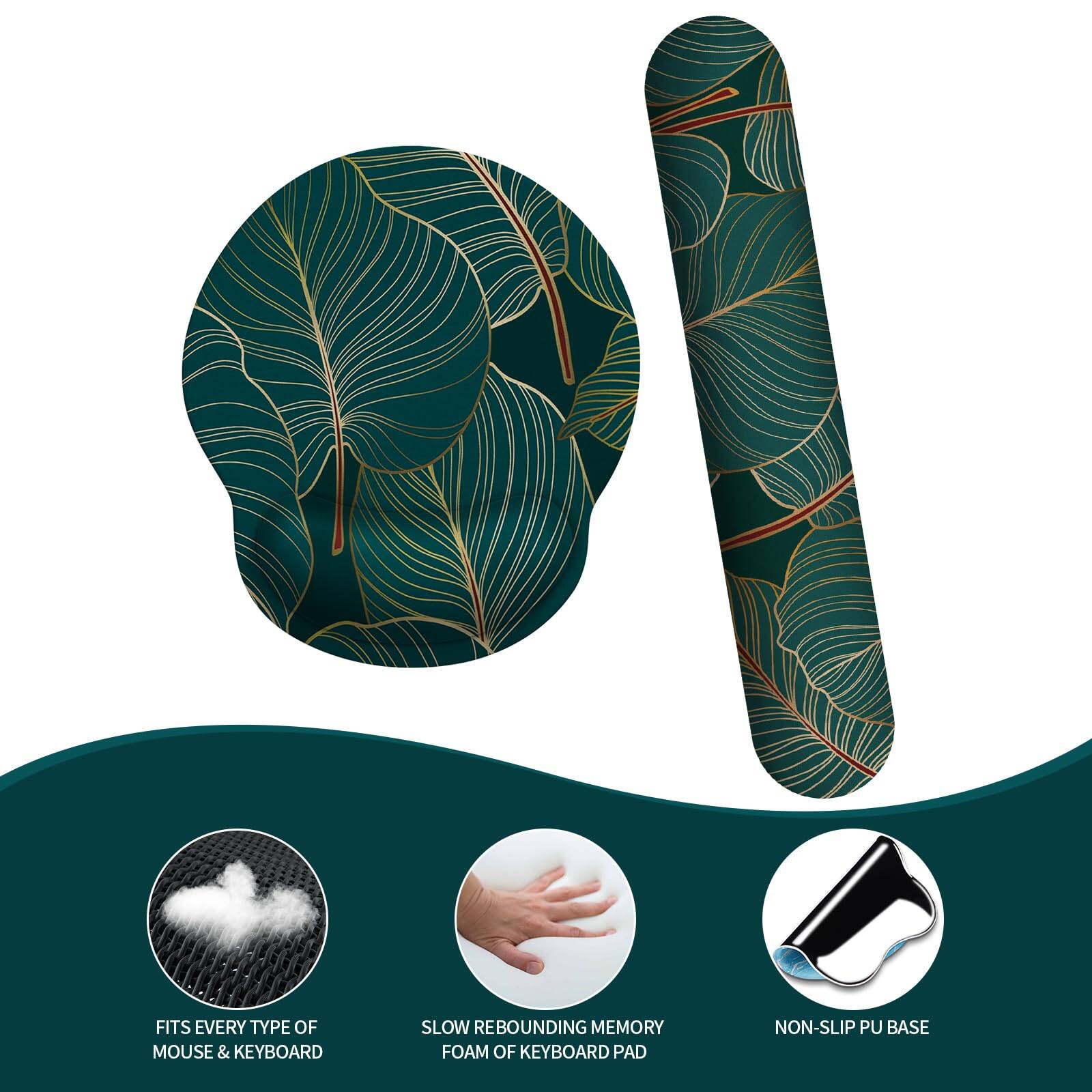 FITS EVERY TYPE OF MOUSE & KEYBOARD

SLOW REBOUNDING MEMORY FOAM OF KEYBOARD PAD

NON-SLIP PU BASE