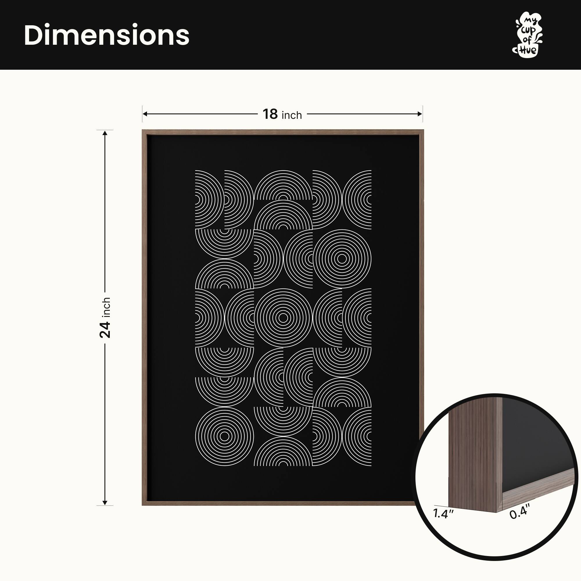 Dimensions  
18 inch x 24 inch  
1.4" x 0.4"