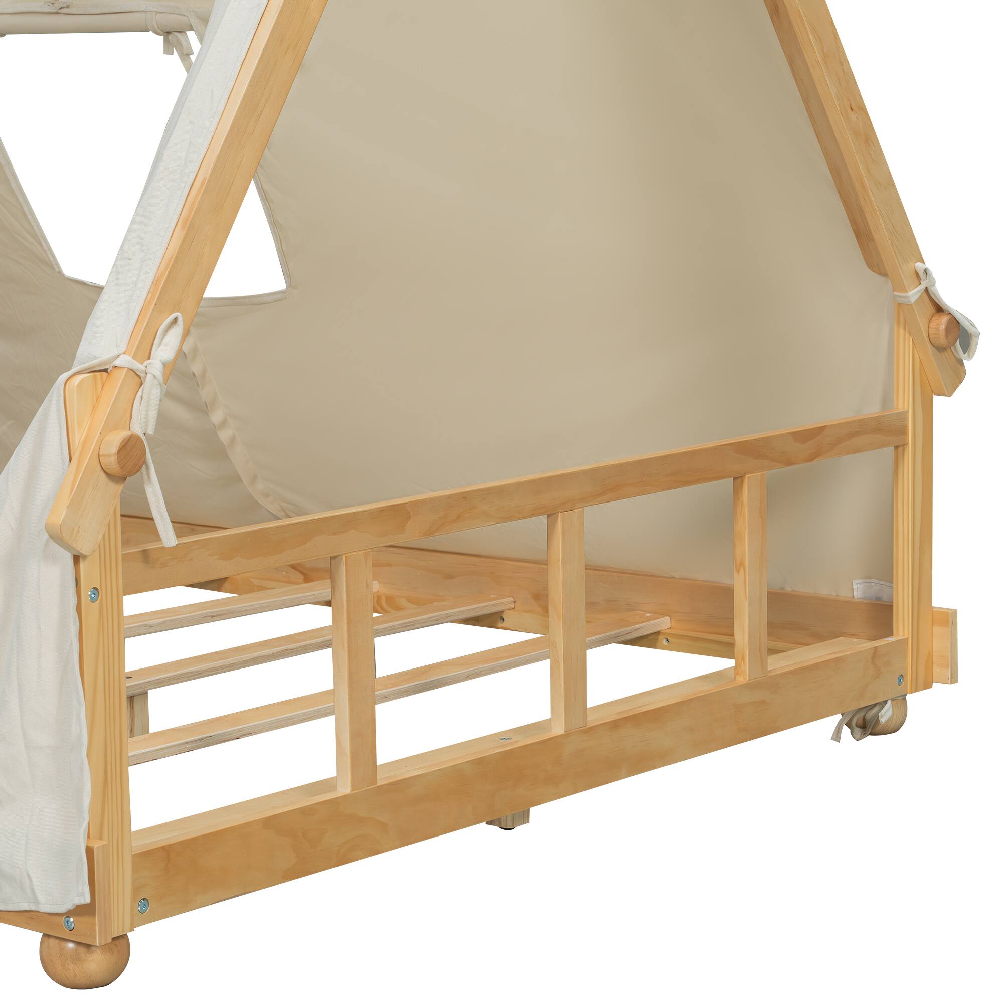 Alt View 1. Anysun - Full Size House Bed with Tent and Light - White.