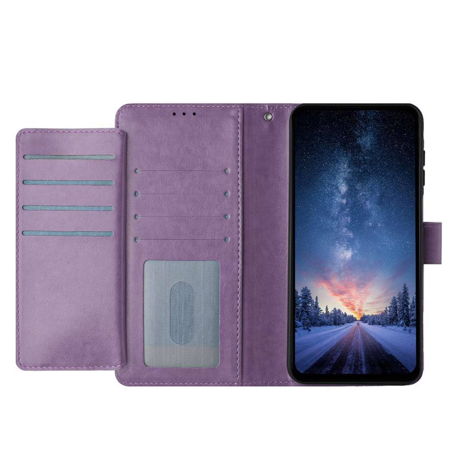Left. Dteck - Dteck Wallet Folio Case for Apple iPhone 17 Pro Max, Shockproof Magnetic PU Leather Flip Card Slots Stand Case - Purple.