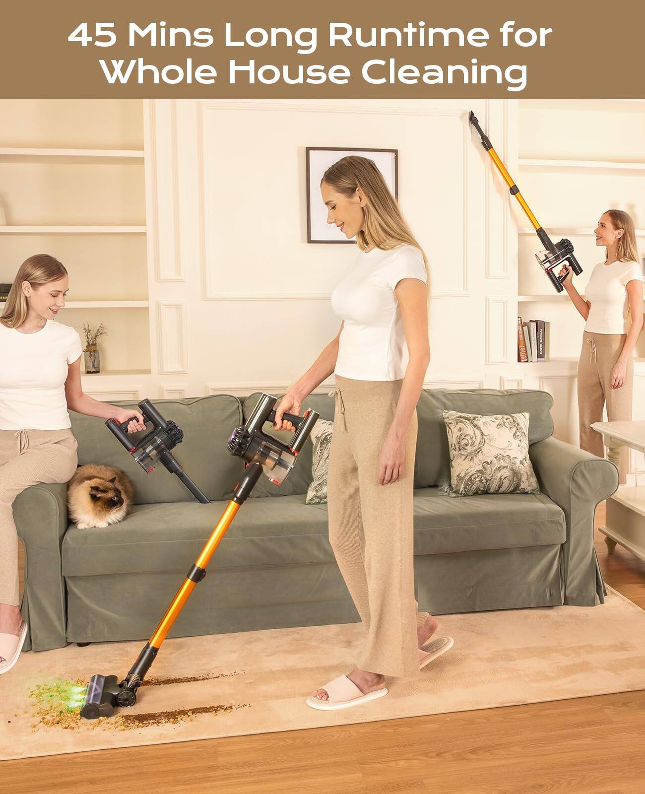 45 Mins Long Runtime for Whole House Cleaning